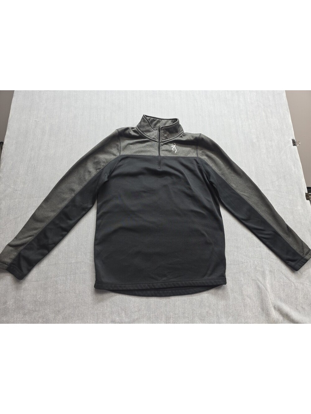 Browning Pullover Women Size Small Blaxk Grey Fleece 1/4 Zip Jacket